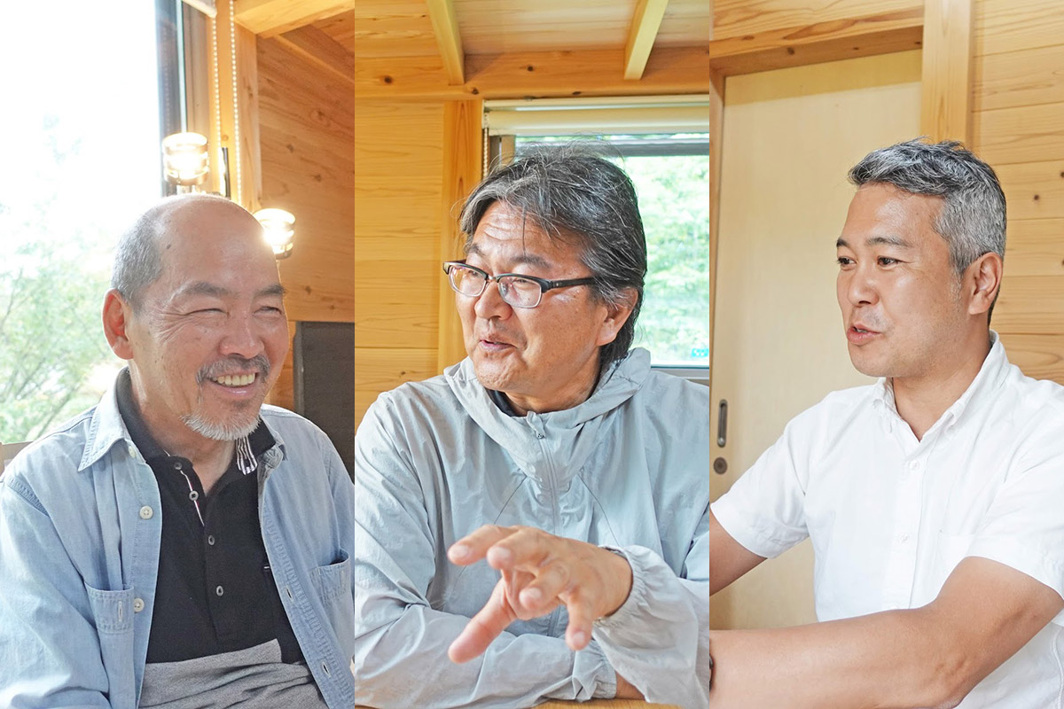 左から株式会社源代表和田隆男、オフィスマーケティング研究所合同会社代表平野修一、アウトドアライター渡辺圭史（敬称略）